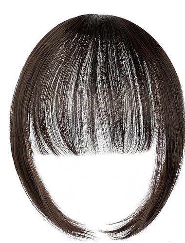  Pony Haarspange in Verlängerungen natürliche Fransen Pony Clip-on vorne ordentlich flacher Pony einteiliges langes gerades Haarteil für Frauen