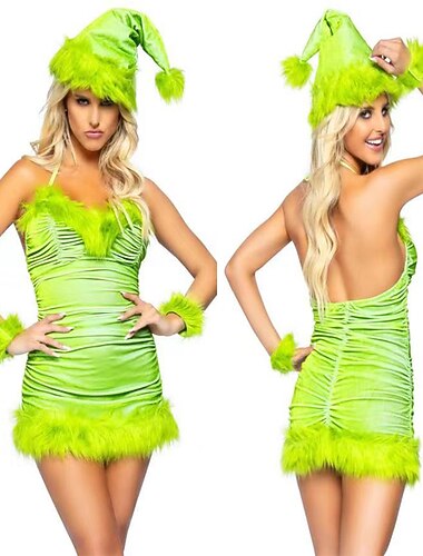  Kerstbomen Sexy kostuums Fancy Kerst Jurk Kerstmanpakken Cosplay Kostuums Dames Kerstmis Cosplay Kostuum Volwassenen Kerstmis Maskerade Kerstmis Feest Kleding Hoed