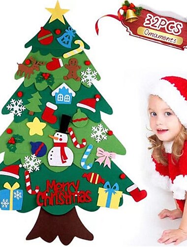 Ideale kerstcadeaus voor kleinkinderen meisjes jongens kerstboom kerst versiering handgemaakte puzzel DIY vilt stof kerstboom kerst kinder cadeau voor kerstcadeaus