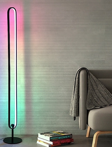 led-vloerlamp, rgb-hoekvloerlamp met afstandsbediening & slimme app-bediening, muzieksynchronisatie, moderne vloerlamp met doe-het-zelf-modus, kleur veranderende slimme staande lamp voor woonkamer,