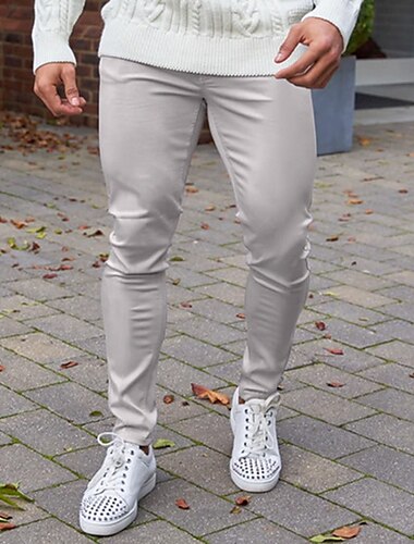  Herren Hose Hosen Chinesisch Chino Chino Hosen Tasche Glatt Komfort Atmungsaktiv In voller Länge Outdoor Täglich Ausgehen Modisch Brautkleider schlicht Schlank Gelb Rote