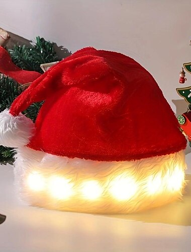  Babbo Natale Cappelli Cappello di Natale Cappello da Babbo Natale Per uomo Per donna Natale Capodanno vigilia di Natale LED Natale Cappelli