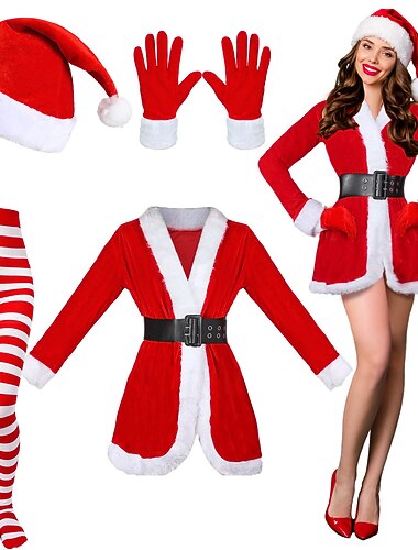  Kerstman Mrs.Claus Outfits Dames Sexy dame Volwassenen Kerstmis Carnaval kerstavond Feest