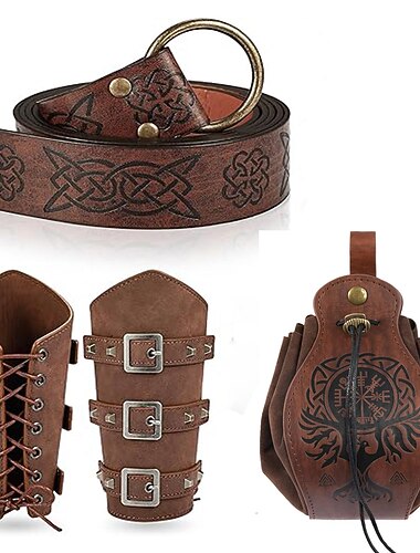  Retro / vintage Keskiaika Steampunk Vyötärövyö huotra Vyölaukku Merirosvo Viikinki Ranger Haltia Naamiaispuku Sukupuolineutraali Kelttiläinen Viikinki Halloween Karnevaali Suoritus Juhla LARP