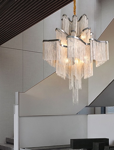  Kronleuchter LED-Kristall-Deckenleuchte, Quasten-Design, 12-Kopf-Kristall, einzigartiges Design, Unterputzleuchten, Edelstahl-LED-Kronleuchter im nordischen Stil, 110–240 V