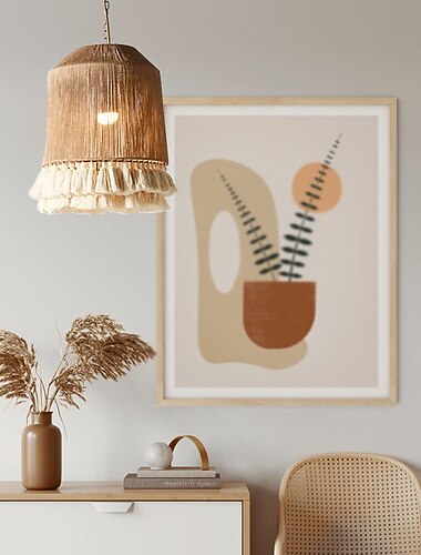  bohemen kwast hanglamp 1 lampen franje kroonluchter plafondlamp handgemaakt, boho lichtarmatuur katoen franjes plafondlamp 30 / 40cm breed kleur romig wit 110-240v