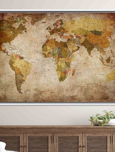  Weltkarte druckt Wandkunst, modernes Bild, Heimdekoration, Wandbehang, Geschenk, gerollte Leinwand, ungerahmt, ungedehnt