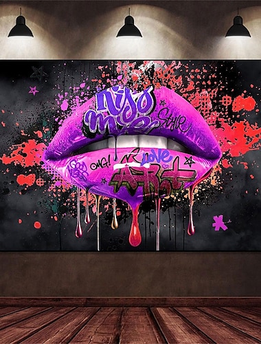  Bésame graffiti labios arte pop pintura en lienzo abstracto cartel de amor e impresión cuadros artísticos de pared para la decoración del hogar de la sala de estar