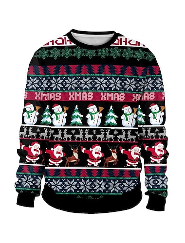  Jul Hattetrøje Pullover Morsom julegenser 3D-utskrift Trykt mønster 3D Graphic Til Par Herre Dame Voksne Jul Karneval Maskerade 3D-utskrift Fest