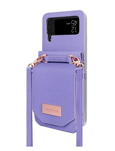 telefono Custodia Per Samsung Galaxy Z Flip 6 Z Flip 5 Z Flip 4 Z Flip 3 Borsa a Mano Custodia Portafoglio Flip Con Tracolla Removibile Con Portacarte Tinta unita PC Pelle PU