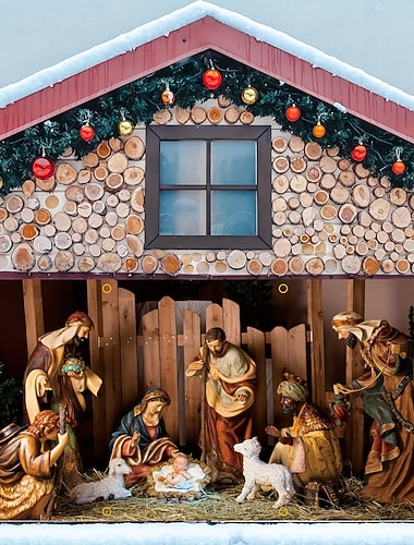  kerstdeurversieringen kerststal buiten garagedeurhoes kerstbanner grote achtergronddecoratie voor vakantie buiten garagedeur huis muurdecoraties