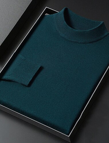  Herren Rollkragenpulli Pullover Overall Gerippt Stricken Normale Oberteile Strick Glatt Stehkragen warm halten Moderne zeitgenössische Freizeitskleidung Ausgehen Bekleidung Herbst Winter Schwarz Weiß