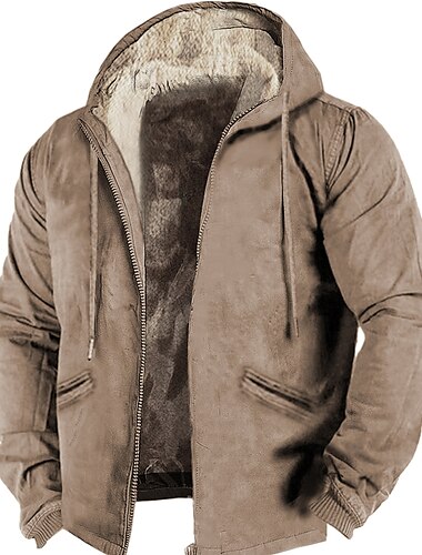  Herren Sherpa Linend Braun Grün Khaki Grau Mit Kapuze Grafik-Drucke Zip Tasche Sport & Natur Täglich Sport 3D-Druck Vlies Strassenmode Designer Brautkleider schlicht Winter Bekleidung Kapuzenpullover