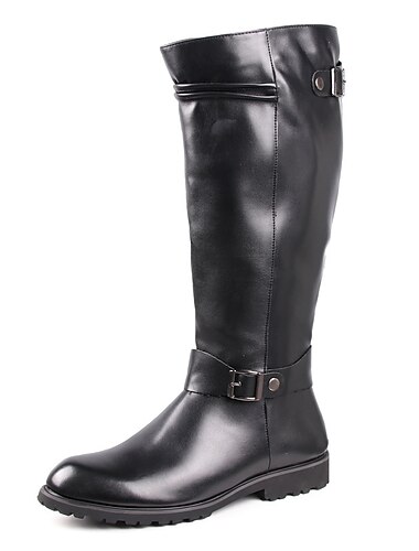  braune kniehohe Reitstiefel für Herren – Kunstleder mit Schnallendetail und Reißverschluss für den lässigen und Reitstil