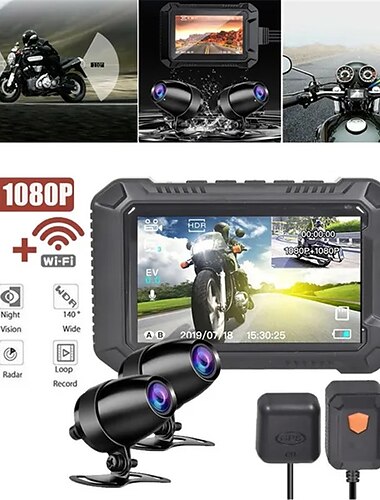  wifi gps moto dvr dash cam full 1080p hd avant et arrière double enregistrement moto enregistreur de conduite moto étanche vélo moto caméra