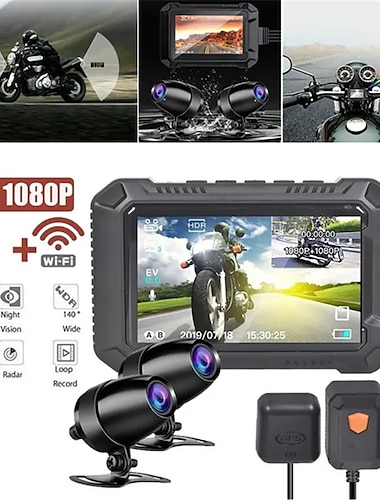  wifi gps motorfiets dvr dash cam volledige 1080p hd voor en achter dubbele opname motorfiets rijden recorder aterproof motorfiets motorfiets camera
