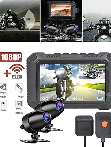  wifi gps dvr motocicletă dash cam complet 1080p hd față și spate înregistrare dublă înregistrator de conducere pentru motociclete rezistent la apă pentru motocicletă cameră pentru motociclete