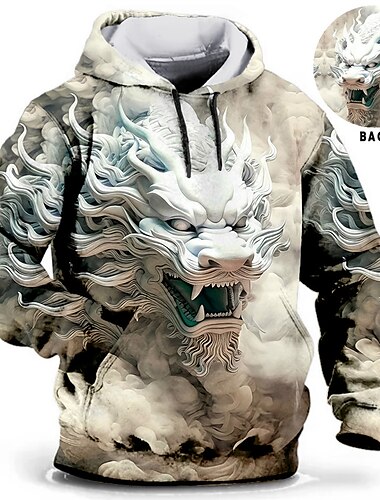  Herren Tier Grafik-Drucke Hoodie Sweatshirt Kapuze Hoodies Pullover Zur Seite fahren Langarm Sweatshirt mit Kapuze Mit Kapuze Täglich 3D-Druck Festtage Ausgehen Strassenmode Blau Grün Bedruckt