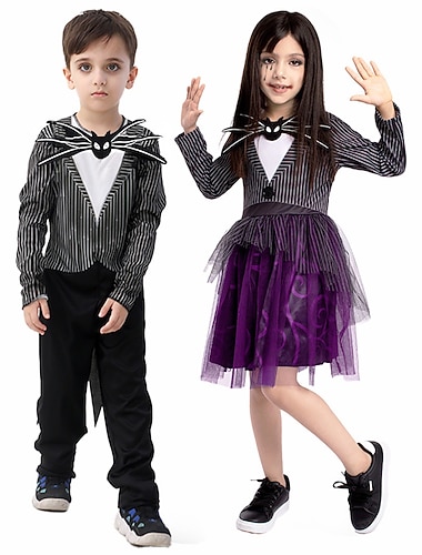  Jack Skellington Karneval Cosplay Kostüm Partykostüm Der Albtraum vor Weihnachten Cosplay Kinder Jungen Mädchen Weihnachten Halloween Karneval Leistung Party Halloween Einfaches Karnevalskostüm