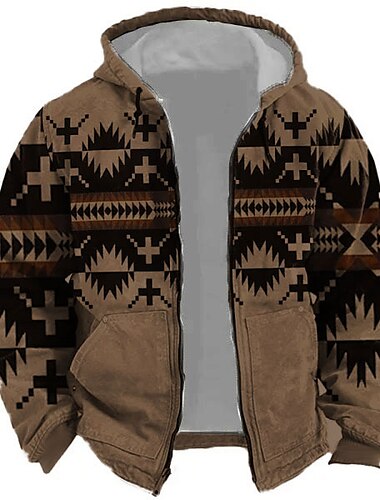  Herren Stammes Grafik-Drucke Hoodie Sweatshirt Kapuze Hoodies Pullover Kapuzenpullover mit Reißverschluss Langarm Sweatshirt mit Kapuze Mit Kapuze Sport 3D-Druck Festtage Urlaub Strassenmode Weiß Blau