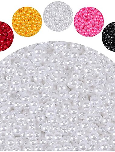  200 Stück Perlen, 6 mm/8 mm, Perlen für Schmuck, Armbänder, Herstellungsset, kleine runde Abstandshalter, Kunststoff-Bastelperlen, lose Perlenfüllerperlen für DIY-Bastel-Halsketten, Ohrringe