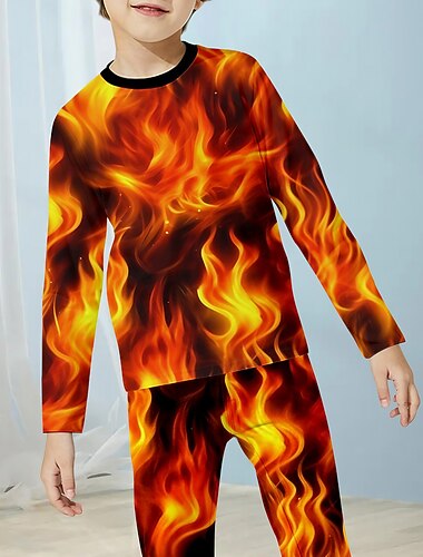 Мальчики 3D Огонь Пижамные комплекты Длинный рукав 3D печать Осень Зима Активный Круто Повседневные Дети 4 года + Вырез под горло Дом Повседневные В помещении Стандартный   Мальчики 3D Огонь Пижамные комплекты Длинный рукав 3D печать Осень Зима Активный Круто Повседневные Дети 4 года + Вырез под горло Дом Повседневные В помещении Стандартный