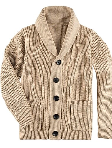  Hombre Suéteres de Navidad Chaqueta de Punto Suéter recortado Estriado Fornido Tejer Recortado De Punto Plano Redonda Calentadores Contemporáneo moderno Navidad Casual Ropa Otoño Invierno Color Caqu