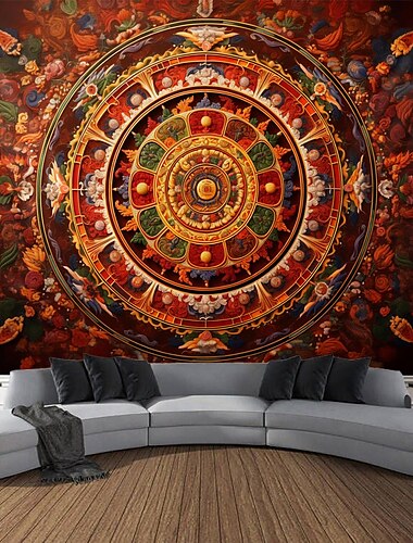  Indischer Mandala-Hängeteppich, Wandkunst, großer Wandteppich, Wanddekoration, Fotografie, Hintergrund, Decke, Vorhang, Zuhause, Schlafzimmer, Wohnzimmer, Dekoration