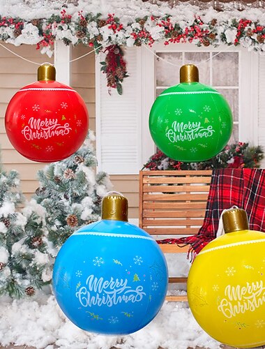  PVC インフレータブル クリスマス ボール、60 センチメートル クリスマス デコレーション ボール、屋内ショッピング モール バー装飾、屋外吊り木ランタン ボール