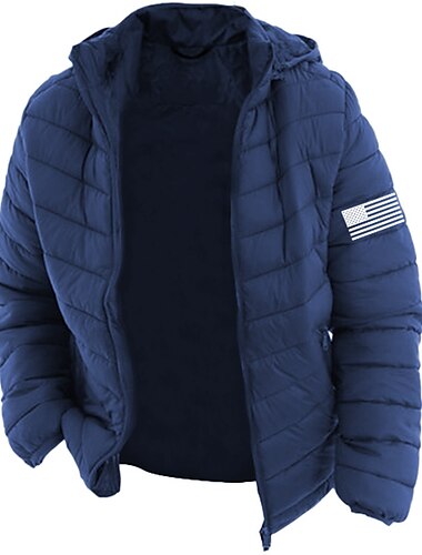  Herren Graphic Nationalflagge Mantel Winterjacke Brautkleider schlicht Täglich Festtage Ausgehen Bedruckt Herbst Winter Mit Kapuze Langarm Schwarz Armeegrün Dunkelblau
