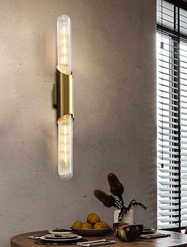  led-wandlamp 2 licht vintage goud lineaire wandkandelaar lichtarmatuur binnen up down bar wandmontage licht boerderij lange arm glas badkamerijdelheid licht voor nachtkastje woonkamer hotels hal