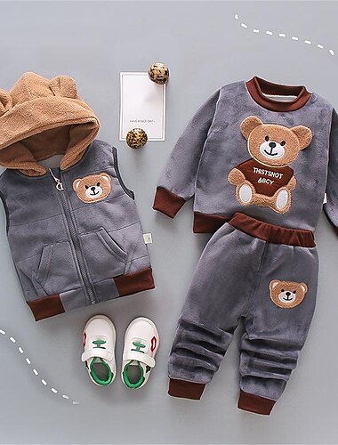  3 предмета Дети (1-4 лет) Девочки Графика Молния Брючный костюм Устанавливать Длинный рукав Активный Официальные Хлопок 3-7 лет Весна Розовый Светло-коричневый Хаки