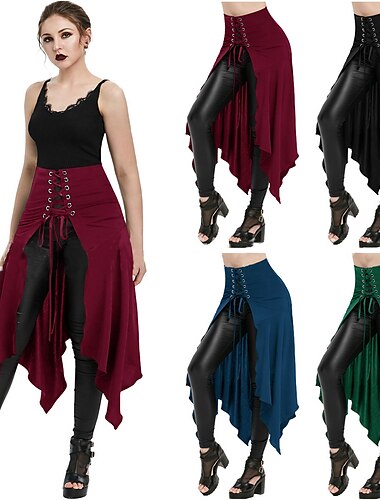  Punk & Gothique Steampunk Asymétrique Jupe Femmes Carnaval Soirée Décontracté Quotidien Club Adulte Jupe Toutes saisons