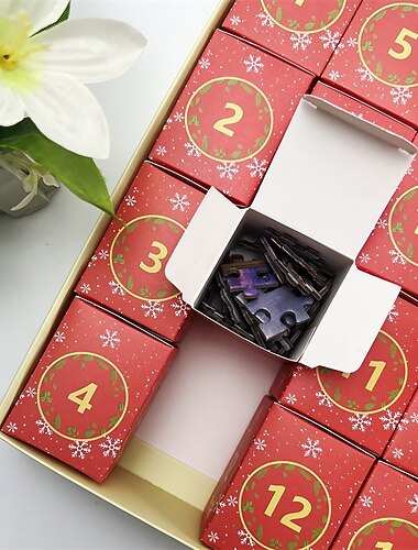  24denní adventní kalendář vánoční adventní kalendář puzzle 1000 dílků vánoční odpočítávání puzzle slepá krabička hrát o vánoční dárky