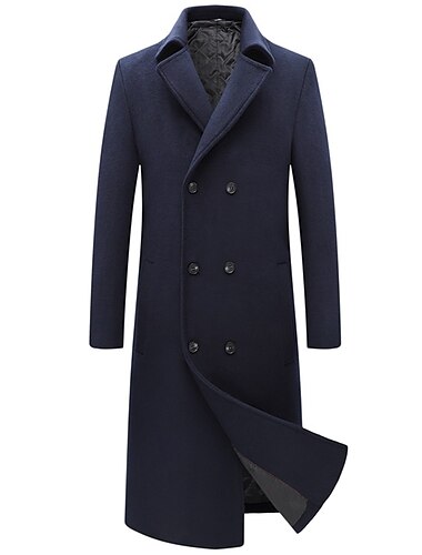  Herren Wintermantel Wollmantel Peacoat Geschäft Casual Frühling Herbst Winter Wollen warm Atmungsaktiv Oberbekleidung Bekleidung Brautkleider schlicht Feste Farbe Tasche Umlegekragen Doppelreihiger