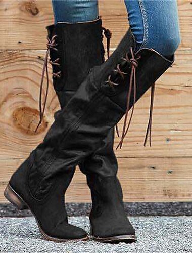  braune kniehohe Reitstiefel für Damen mit seitlicher Schnürung – stylische und lässige hohe Stiefel für den Herbst