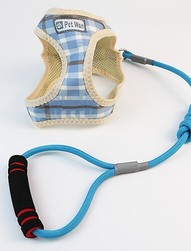  Chien Chat Harnais Laisses Ajustable Portable Durable Extérieur Marche Plaid