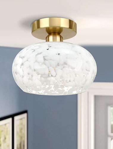  taklampe i glass semi innfelt taklampe for soverom stue gang kjøkken, moderne trommelampe nær tak 110-240v
