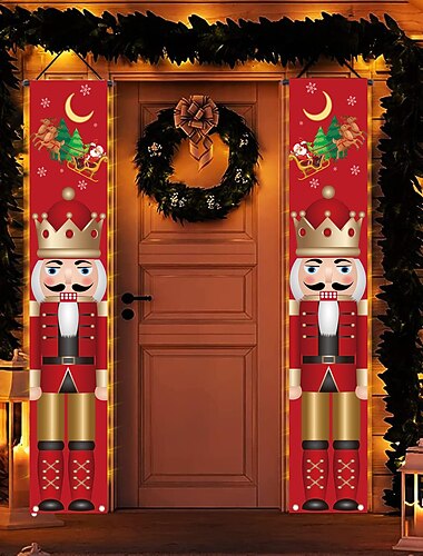  メリークリスマスドアバナーポーチサインクリスマスドアバナー吊り下げメリークリスマスドアポーチサイン屋内屋外庭ガーデンパーティーの装飾