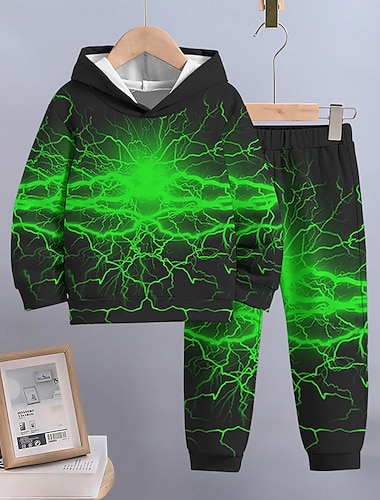  Jongens 3D Verloophelling Set met capuchon en joggingbroek Hoodie-set Kledingset Lange mouw Lente Herfst Sport Modieus Stoer Kinderen 3-12 jaar Buiten Vakantie Straat Normale pasvorm