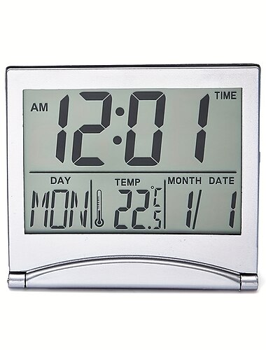  Digitaler Wecker, Weckereinstellung 12/24 Stunden, verwendet für Temperatur- und Datumsanzeige von Büro-, Reise- und Schlafzimmerweckern, Tischuhr, Reiseuhr, elektronische Uhr