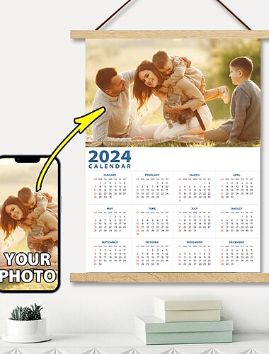  Benutzerdefinierter Kalender 2024, Wandkunst, Leinwand, benutzerdefinierter Kalender 2024, personalisierter Kalender