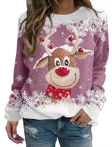  חג המולד אייל קפוצ'ון Pullover סווטשירט מצחיק של חג המולד הדפסת תלת מימד דפוס גרפי עבור לזוג בגדי ריקוד גברים בגדי ריקוד נשים מבוגרים חג המולד קרנבל נשף מסכות הדפסת תלת מימד מפלגה פֶסטִיבָל