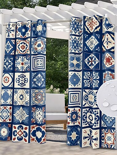  Rideaux d'intimité extérieurs imperméables, rideaux de patio coulissants, rideaux de pergola à œillets pour gazebo, balcon, porche, fête