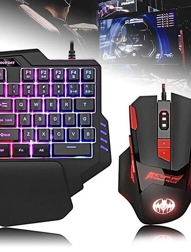  Мини-красочная игровая клавиатура с RGB-подсветкой для одной руки, удобная игровая клавиатура и мышь для левой руки для lol cs pc ps4 xbox gamer