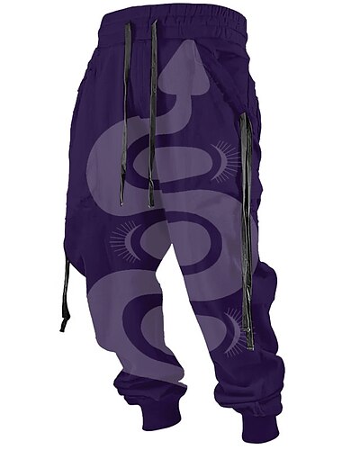  Schlange Abstrakt Herren 3D-Druck Jogginghose Trainingshose Jogginghose Jogger Hosen Hose Outdoor Strasse Casual Polyester Schwarz Weiß Purpur S M L Mittlere Taillenlinie Elastizität Hose