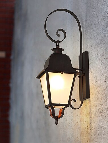  LED-Wandleuchte, Beleuchtungskörper, E27, antike Wandleuchte, IP65, wasserdicht, rostfrei, Aluminium, Glas, Laterne, Wandleuchte, Laterne, Innenhof, Garten, Balkon, Villa, dekorative Lichter, 110–240