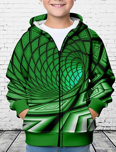  Chlapecké 3D Grafika Kapuce Kabát Svrchní oblečení Dlouhý rukáv 3D tisk Podzim Zima Módní Šik ven Chladný Polyester Děti 3-12 let Venkovní Ležérní Denní Běžný