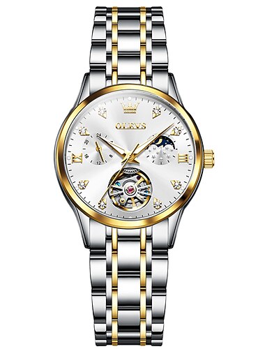  OLEVS Dame Mekanisk Ur Luksus Mode Forretning Armbåndsur Skelet Automatisk Selv-optræk Tourbillon Selvlysende Legering Ur