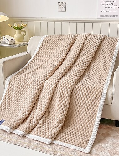  Morbida e confortevole coperta per divano, stereoscopica piccola griglia per coperta per divano, poltrona, divano, soggiorno, regalo di compleanno e decorazioni per la casa, coperta da viaggio per